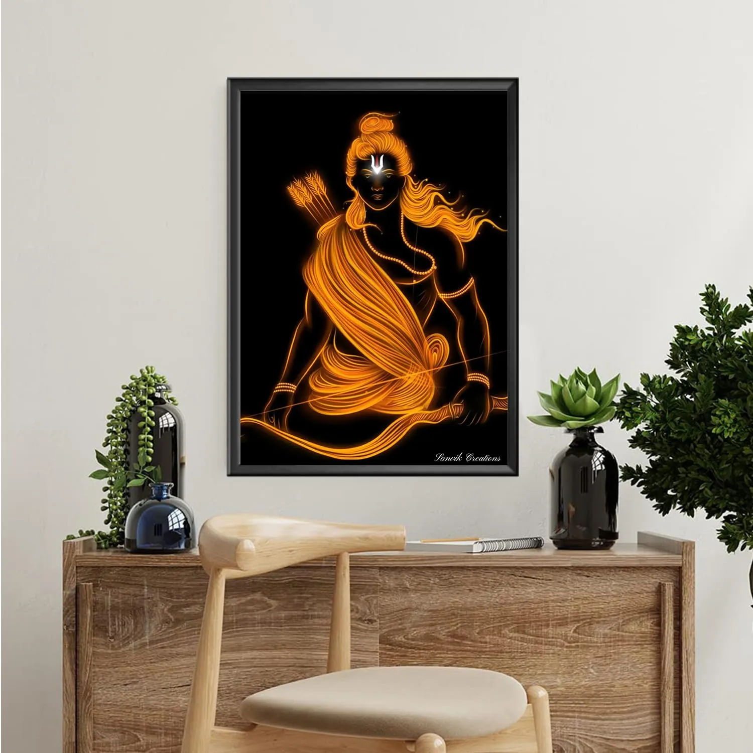 SANVIK CREATIONS Lord Shree Ram Photo Frame Collection - Small and Large Acrylic Frames for Table, Temple Wall, Mandir, Gym, and Outdoor Spaces, Home Decor (12 x 18, Gold-01)