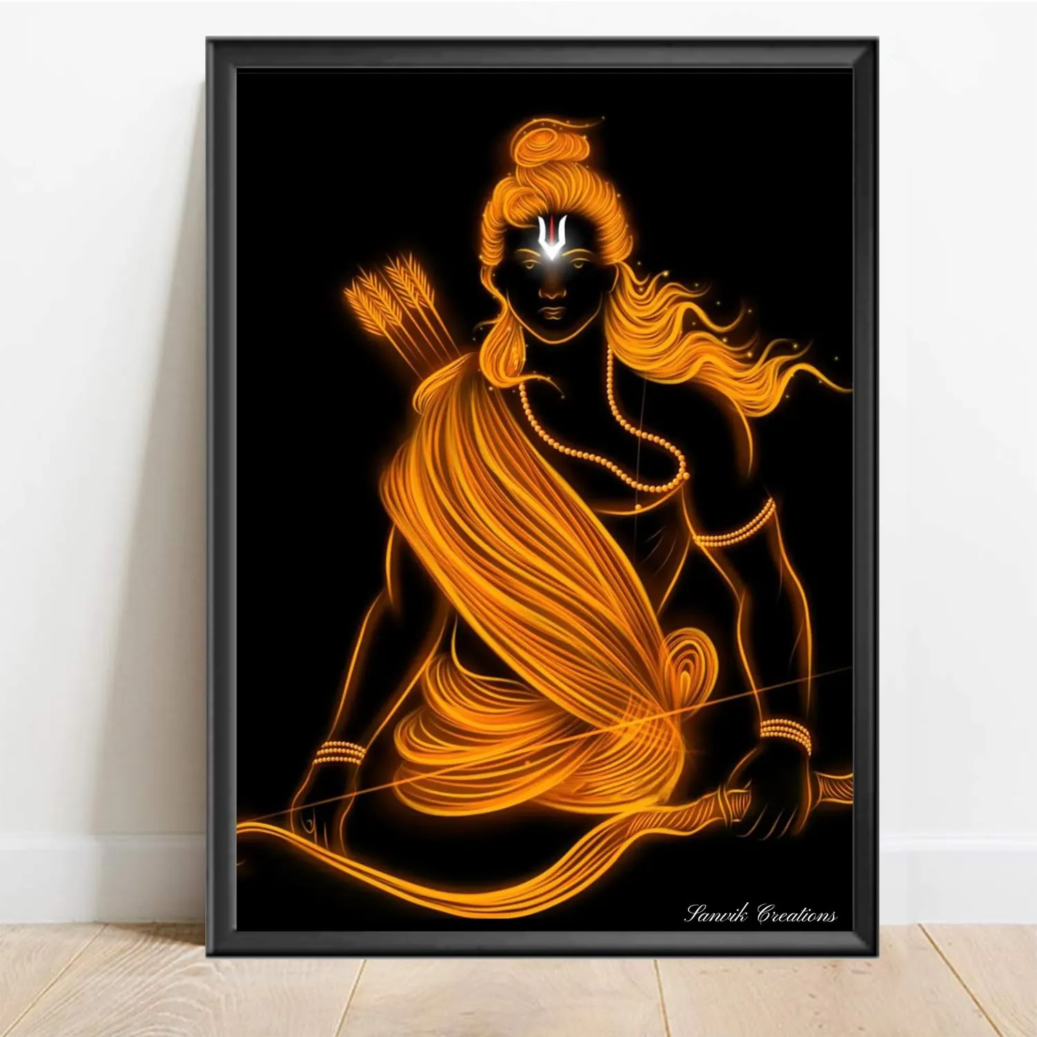 SANVIK CREATIONS Lord Shree Ram Photo Frame Collection - Small and Large Acrylic Frames for Table, Temple Wall, Mandir, Gym, and Outdoor Spaces, Home Decor (12 x 18, Gold-01)