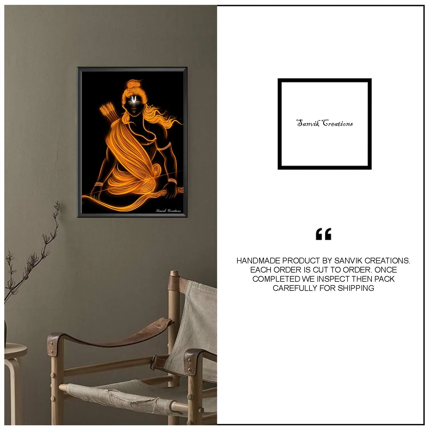 SANVIK CREATIONS Lord Shree Ram Photo Frame Collection - Small and Large Acrylic Frames for Table, Temple Wall, Mandir, Gym, and Outdoor Spaces, Home Decor (12 x 18, Gold-01)