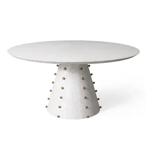 Spheres Dining Table-White Burl-60 Dia