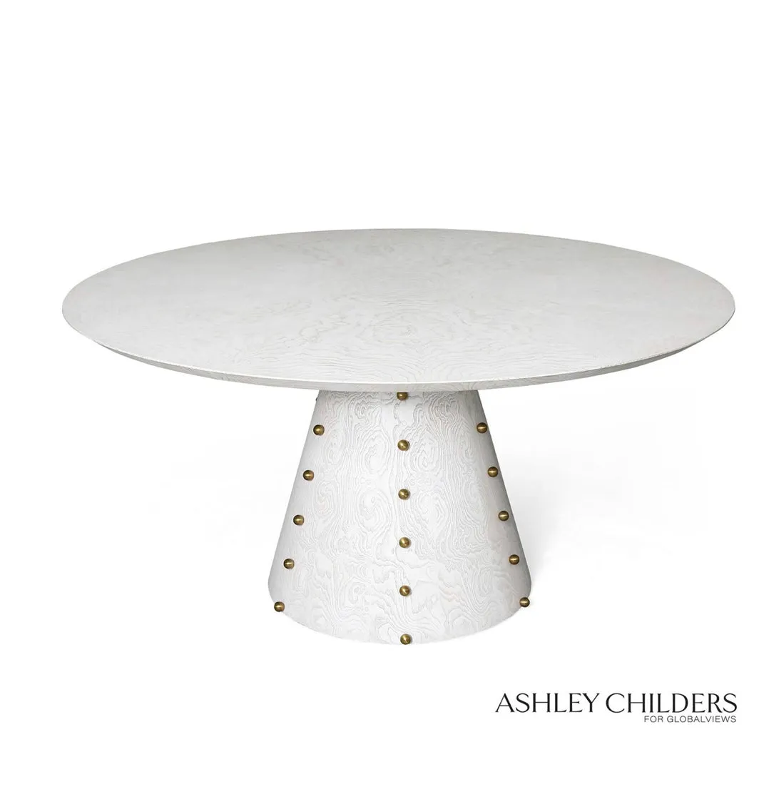 Spheres Dining Table-White Burl-60 Dia