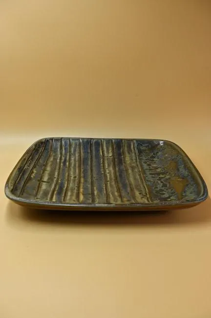 Square Stoneware Engraved Platter