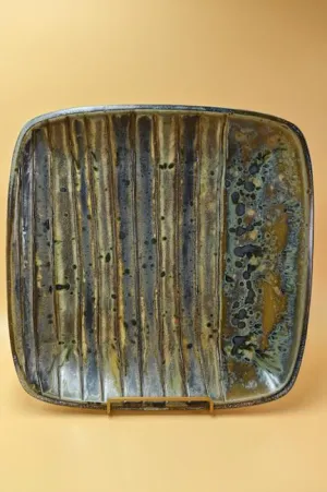 Square Stoneware Engraved Platter