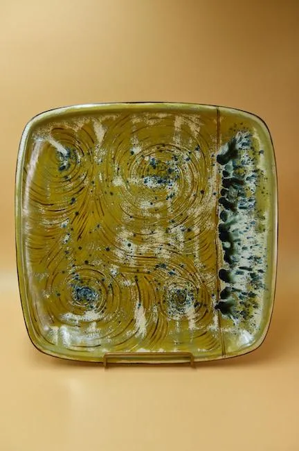Square Stoneware Engraved Platter