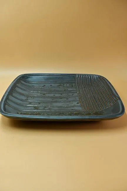 Square Stoneware Engraved Platter