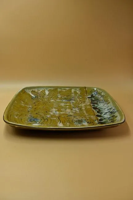 Square Stoneware Engraved Platter