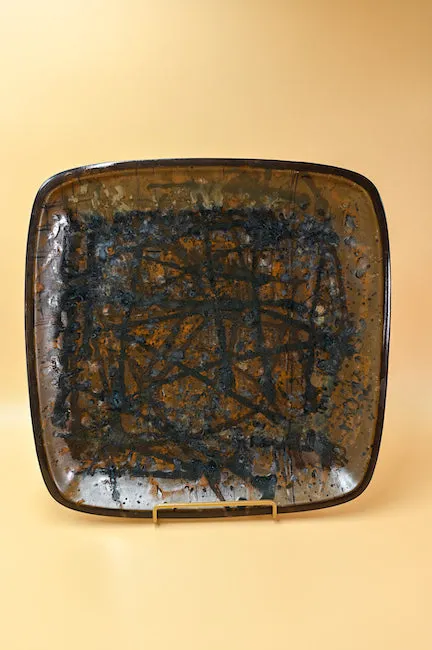 Square Stoneware Engraved Platter