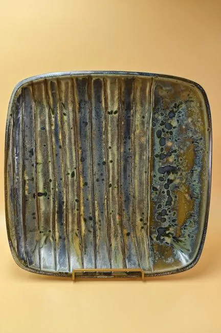 Square Stoneware Engraved Platter