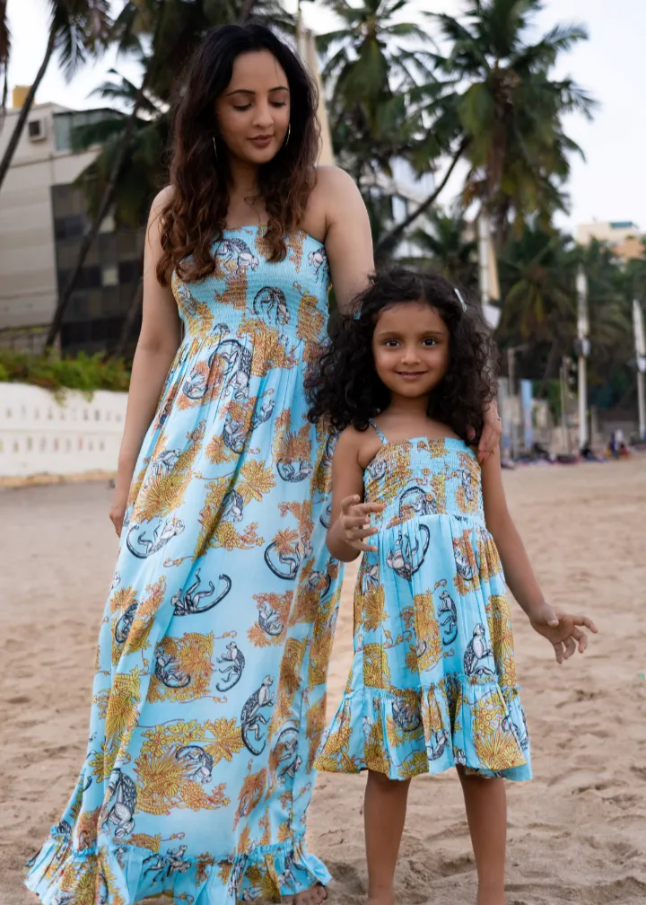 Summer Smocked Dress | Funky Monkey Blue
