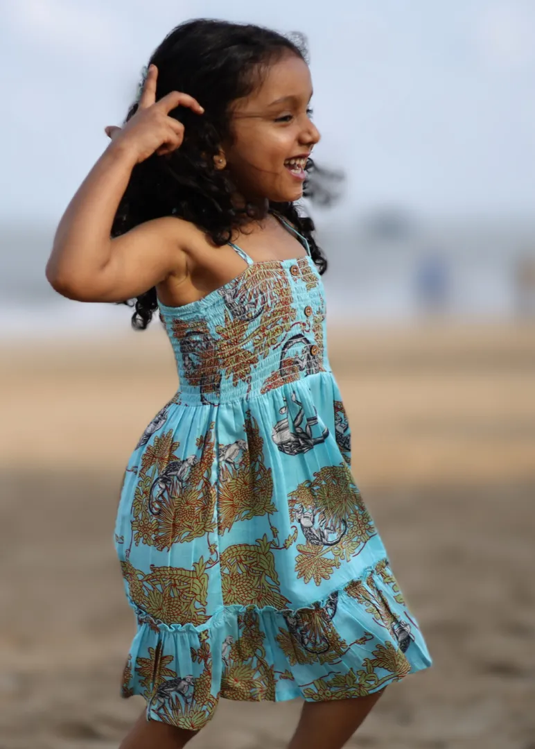 Summer Smocked Dress | Funky Monkey Blue