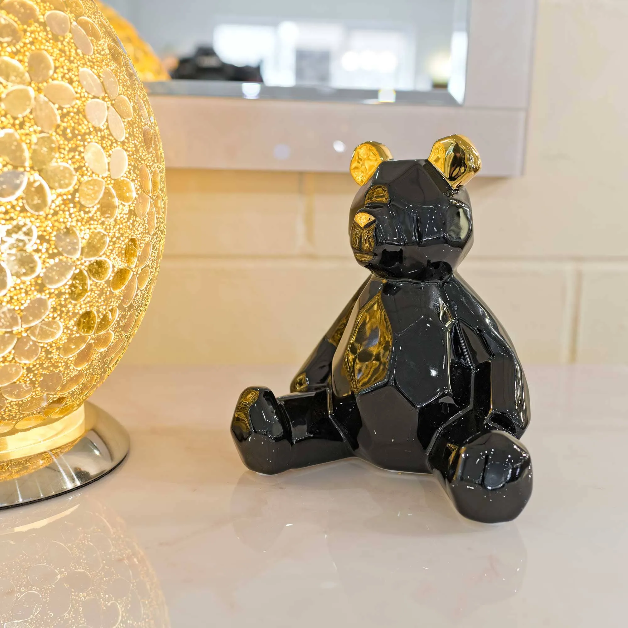 Teddy Bear Ornament - Black & Gold