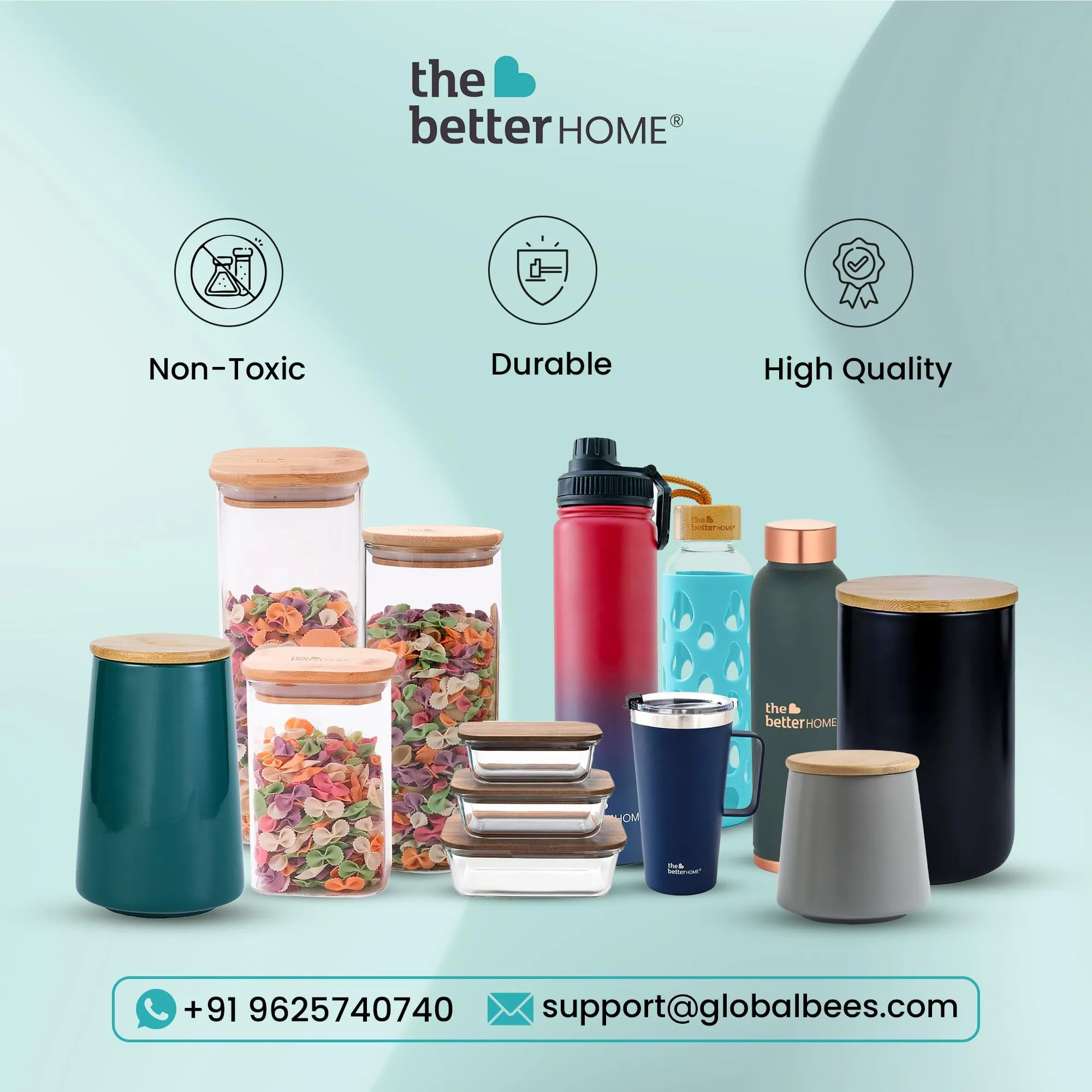 The Better Home Ceramic Jars for Kitchen Storage with Lid and Tray |Kitchen Ceramic Food Container Air Tight for Storage Food Spices Storage White Tea Sugar Coffee | 300 Ml Pack of 3