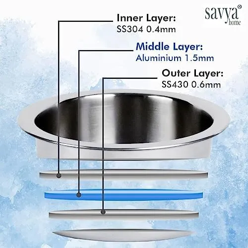The Better Home Food Containers (Pack of 3) Blue | Food Storage For Kitchen & SAVYA HOME 2.5mm Triply Tope with SS Lid 0.4mm Thick|Pack & Store Combo