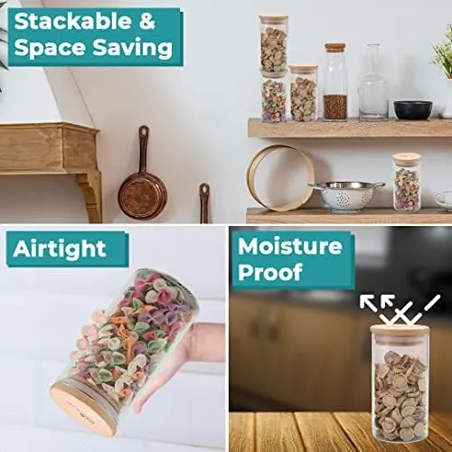 The Better Home Tall Jars 1000ml (Pack of 6) | Food Jars & Containers|Food Storage For Kitchen & SAVYA HOME 2.5mm Triply FryPan|1.2 ltr 0.4mm Thick|Pack and Store Combo (1000ml Jars   Triply Frypan)