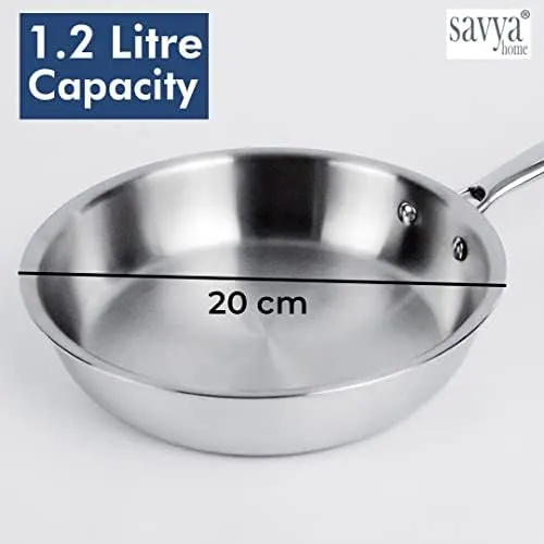 The Better Home Tall Jars 1000ml (Pack of 6) | Food Jars & Containers|Food Storage For Kitchen & SAVYA HOME 2.5mm Triply FryPan|1.2 ltr 0.4mm Thick|Pack and Store Combo (1000ml Jars   Triply Frypan)