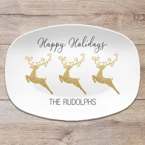Three Reindeer Personalized Holiday Platter