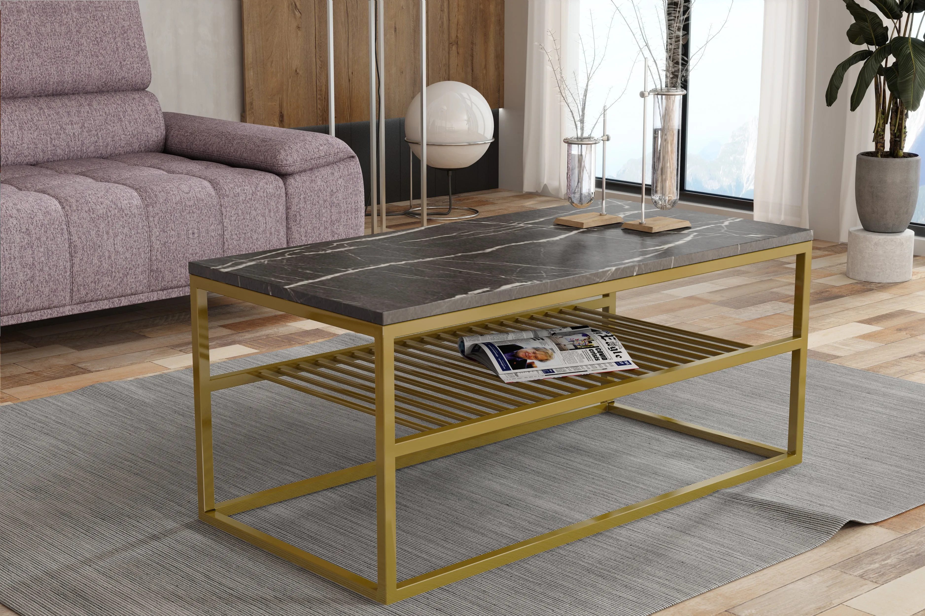 TOMI Black Marble Coffee Table