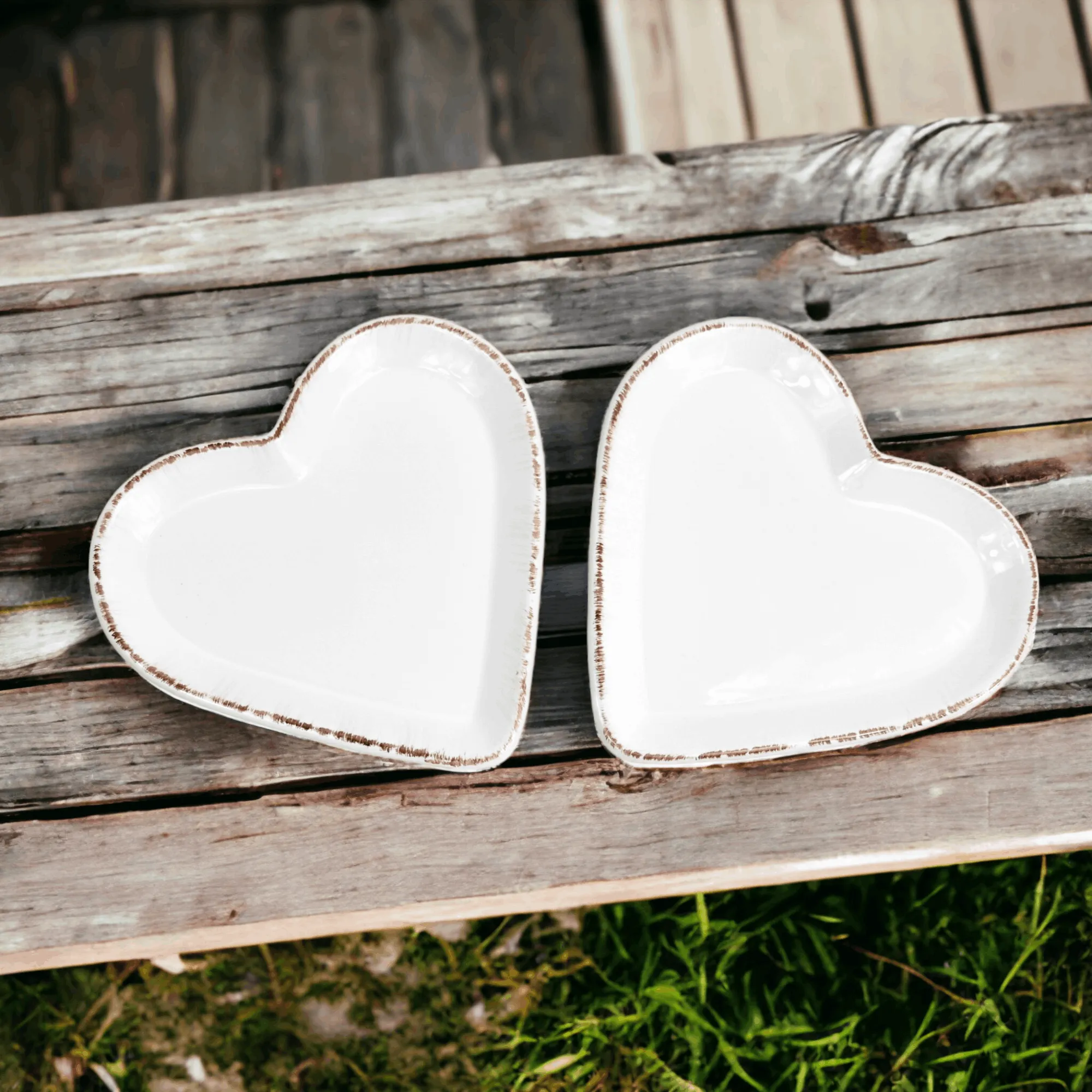 Tuscan Ceramic Heart Plates, Made in Italy