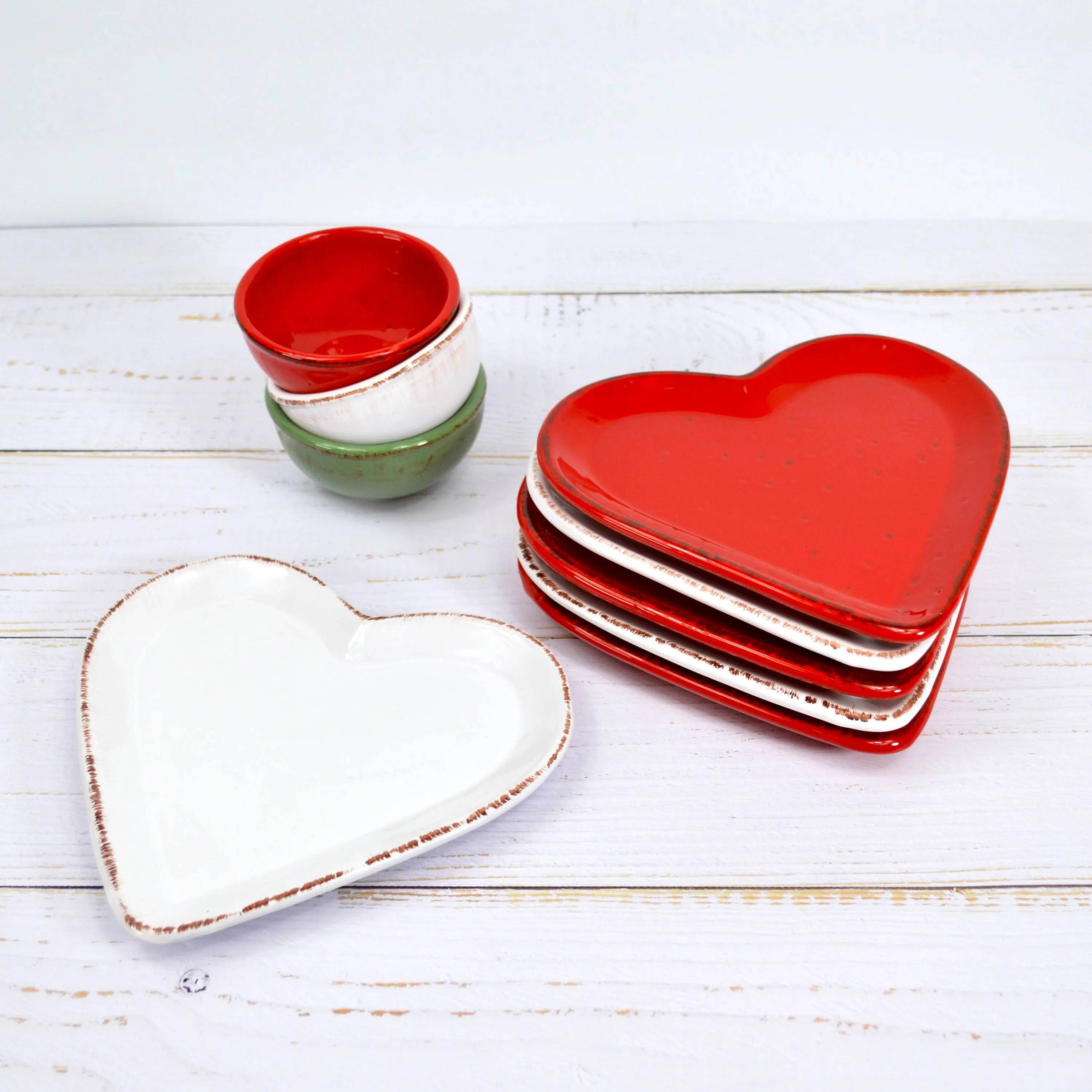 Tuscan Ceramic Heart Plates, Made in Italy
