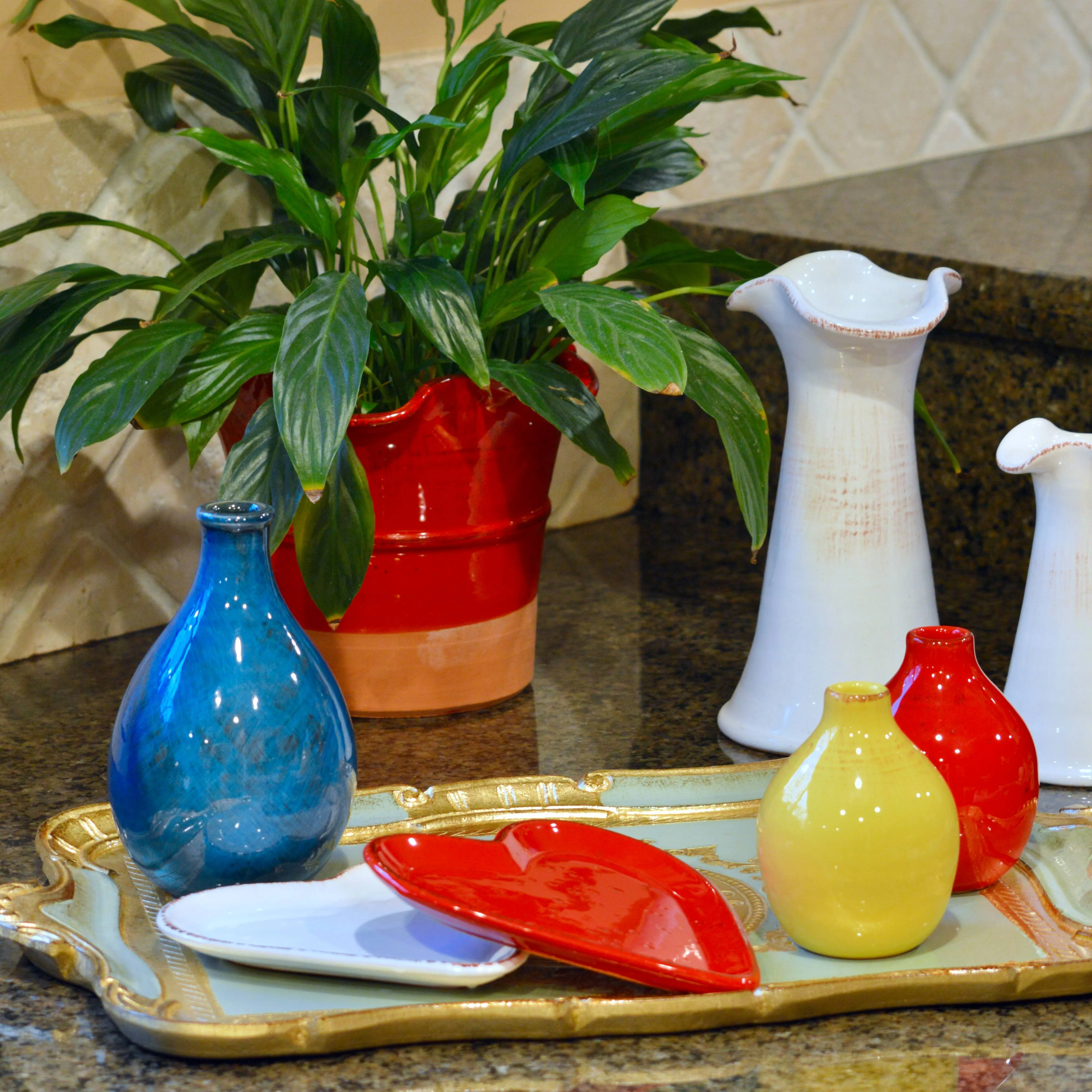 Tuscan Ceramic Heart Plates, Made in Italy
