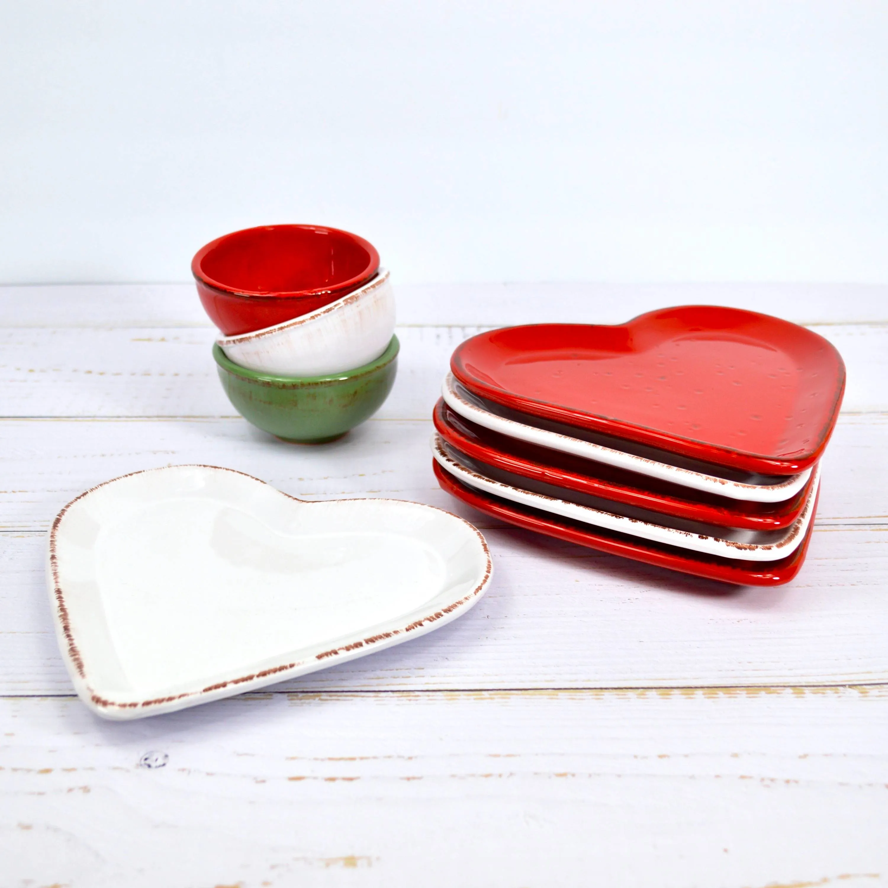 Tuscan Ceramic Heart Plates, Made in Italy