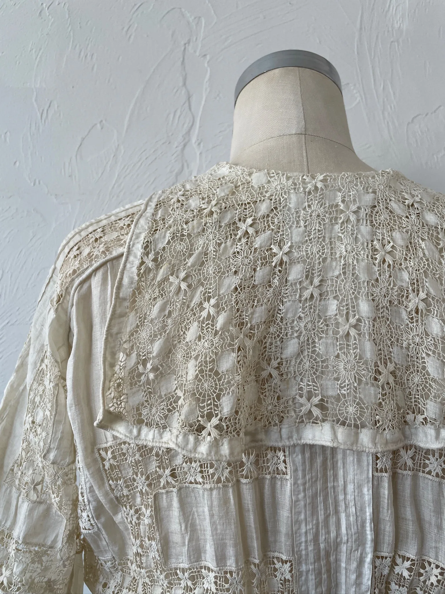 Vintage Antique Couture Linen   Lace Occasional Maxi Dress S/M