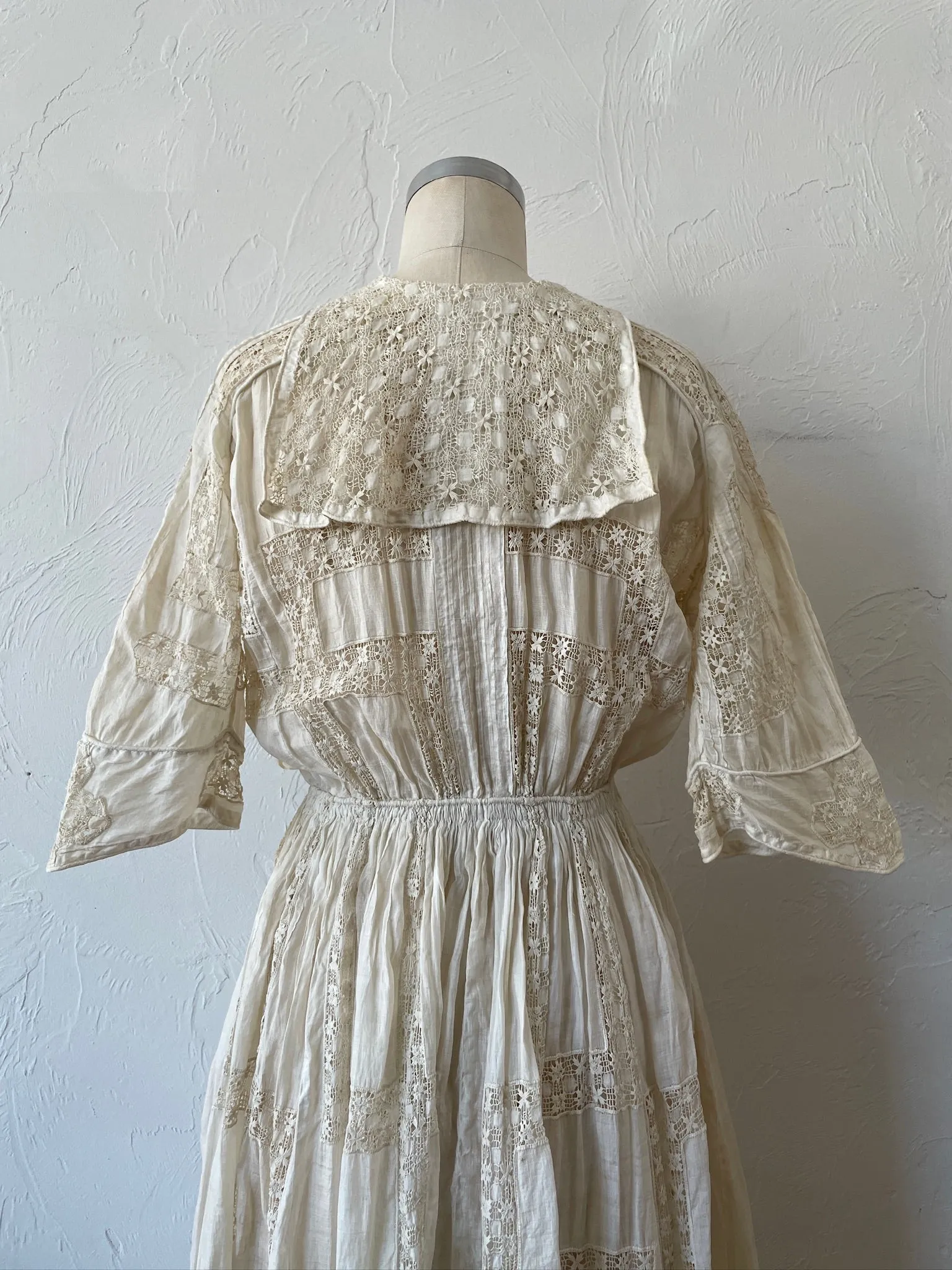 Vintage Antique Couture Linen   Lace Occasional Maxi Dress S/M