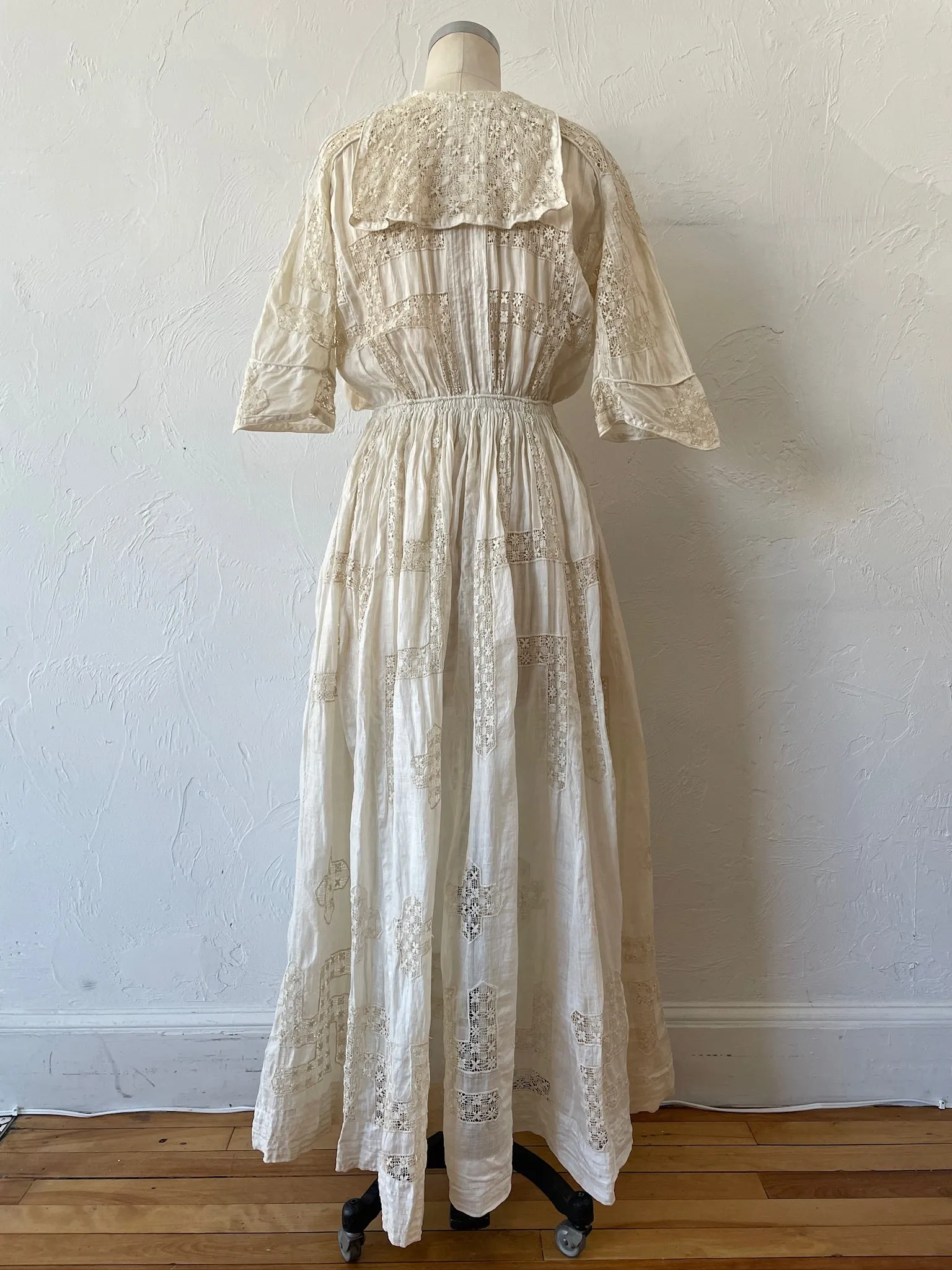 Vintage Antique Couture Linen   Lace Occasional Maxi Dress S/M