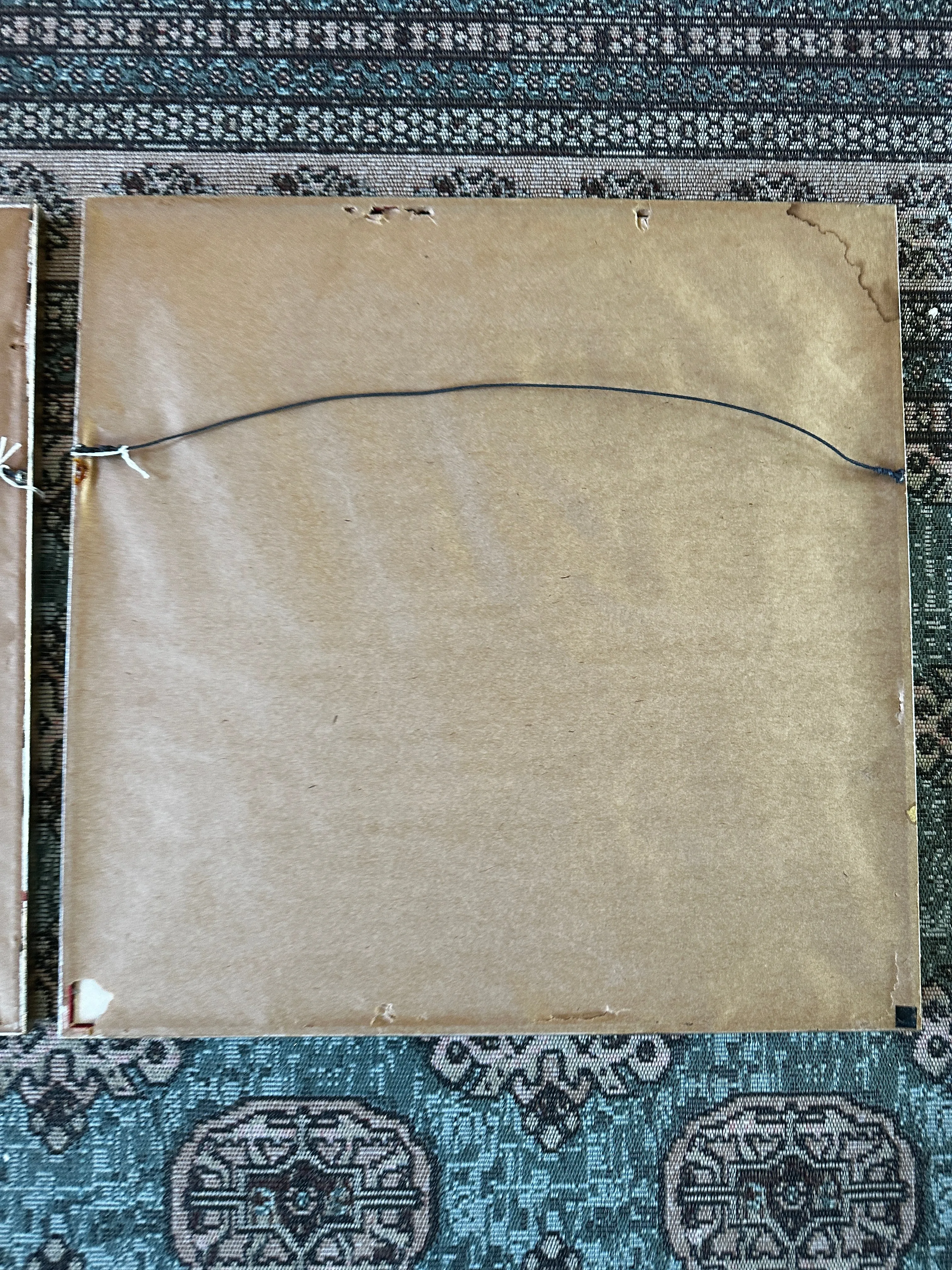 Vintage Asian Silk Art Bamboo Frame - Blue and Green Each Sold Separately