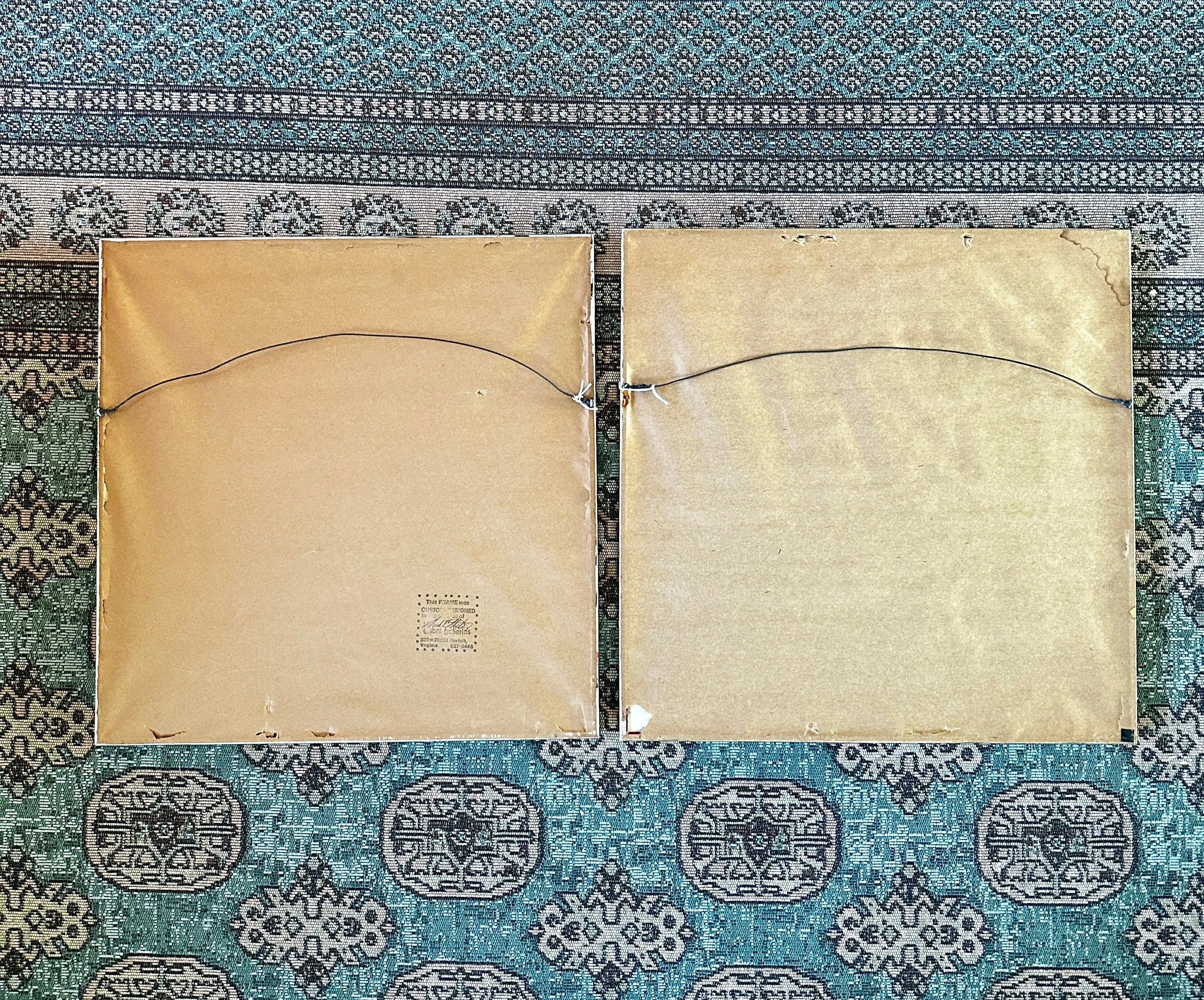 Vintage Asian Silk Art Bamboo Frame - Blue and Green Each Sold Separately