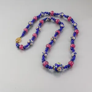 Vintage cloisonne and antique beads necklace.  24 inches.  nlbd2249