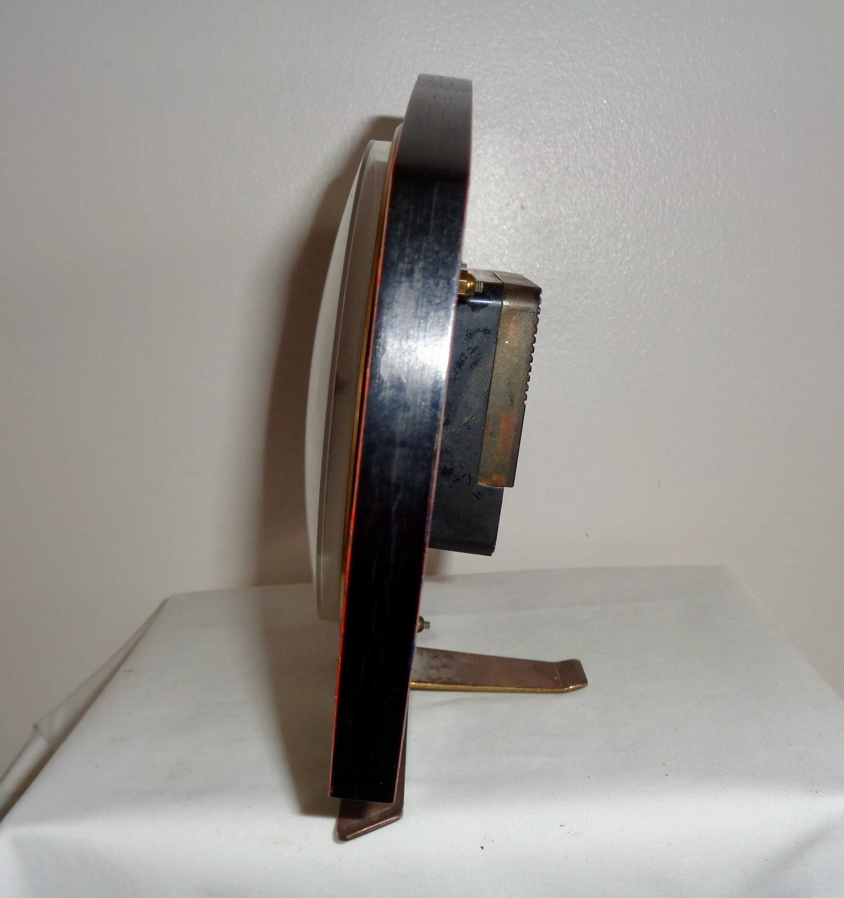 Vintage METAMEC Quartz Shelf/Mantle Clock With Blue/Red Crackle Glaze Finish