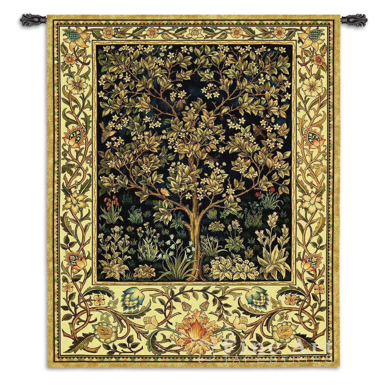 William Morris© Tree of Life Midnight Blue Wall Tapestry|2 Sizes