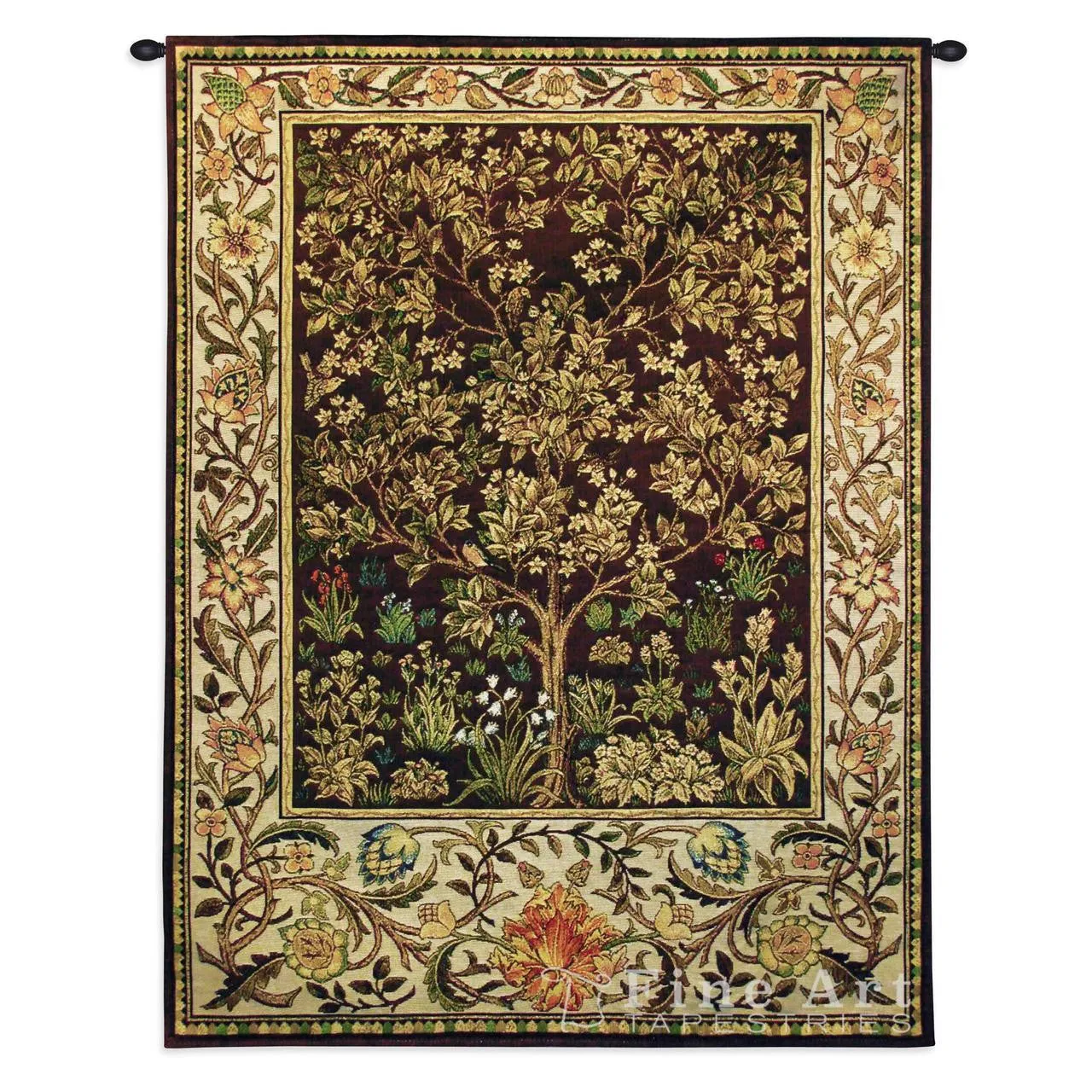 William Morris© Tree of Life Umber Wall Tapestry|2 Sizes