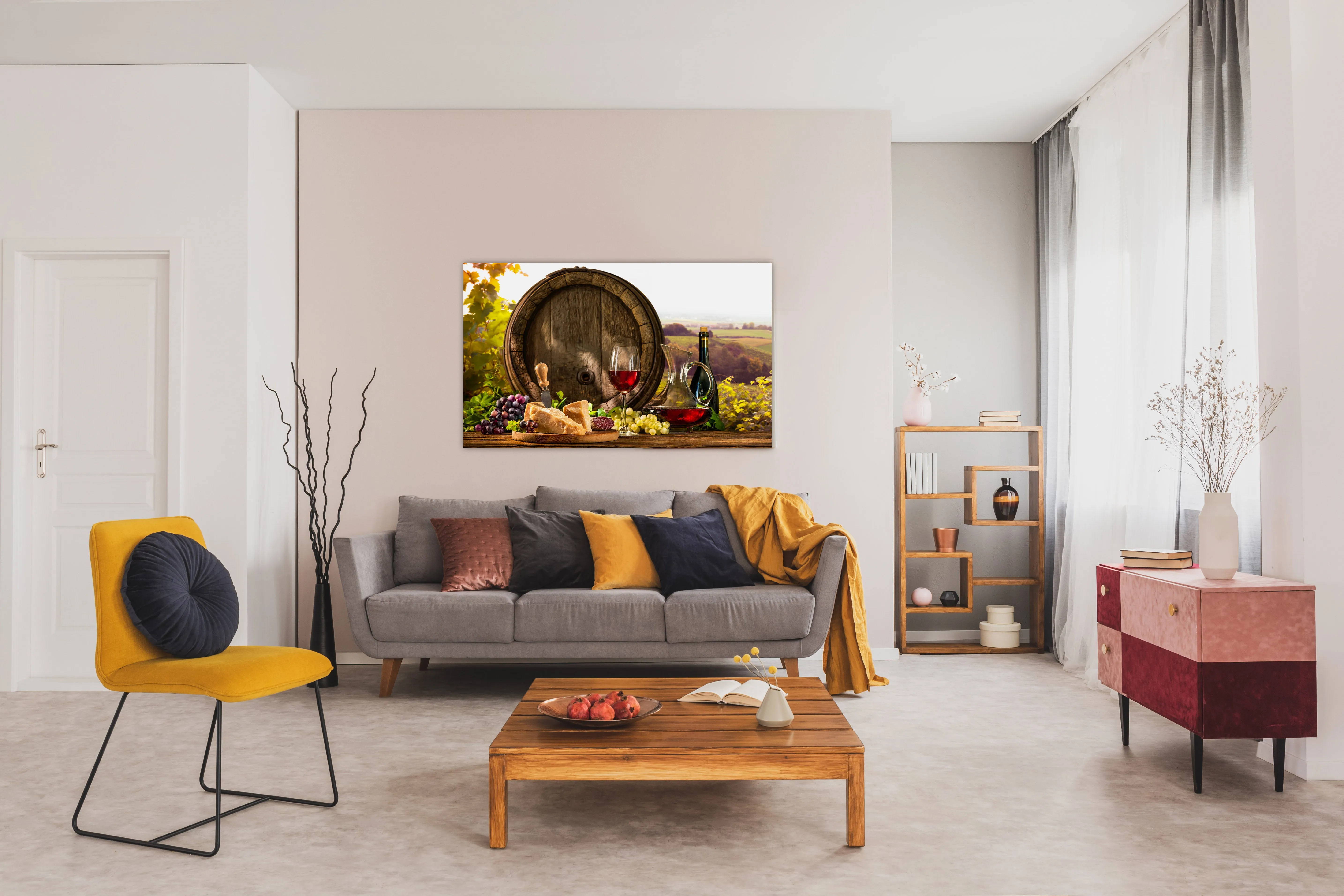 Wine/Cheese Glass Wall Art 60"x36"