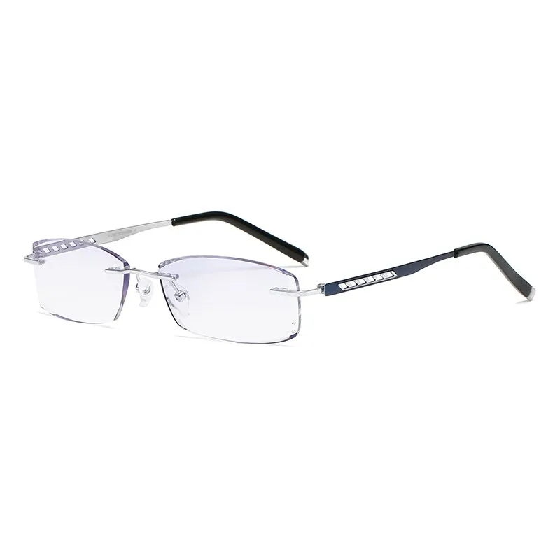 Zirosat 814W Unisex Eyeglasses Pure Titanium Rimless Diamond Cutting