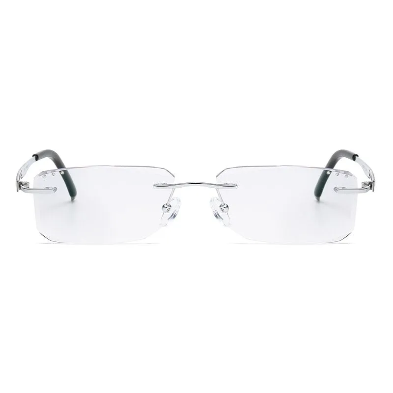 Zirosat 814W Unisex Eyeglasses Pure Titanium Rimless Diamond Cutting