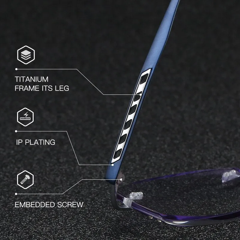 Zirosat 814W Unisex Eyeglasses Pure Titanium Rimless Diamond Cutting