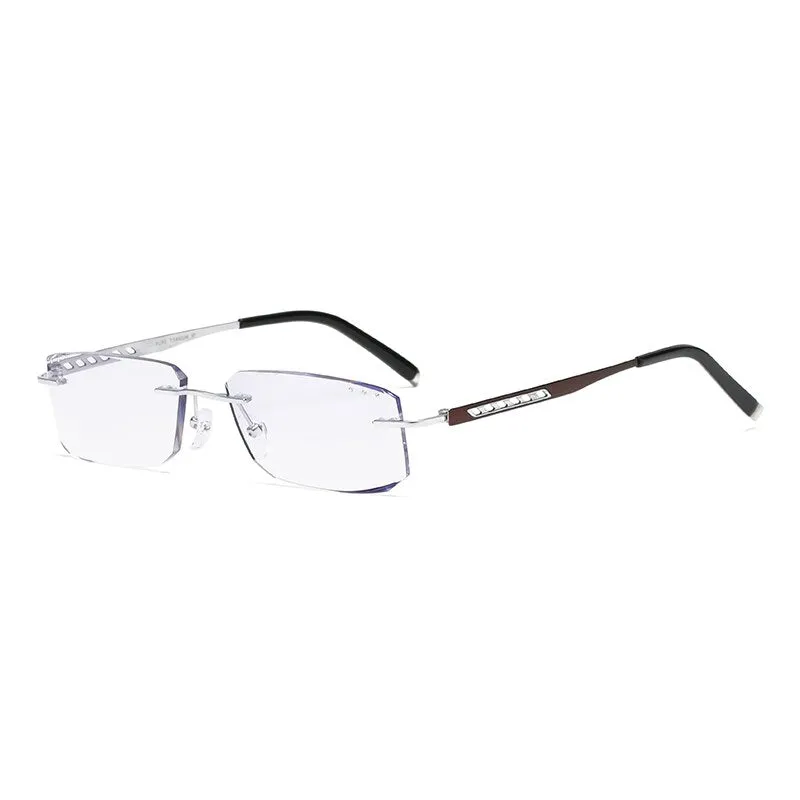 Zirosat 814W Unisex Eyeglasses Pure Titanium Rimless Diamond Cutting